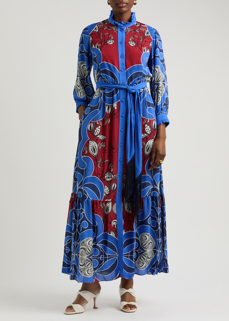 Borgo DE Nor Demi Printed Midi Shirt Dress Blue And White