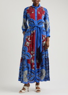 Borgo DE Nor Demi Printed Midi Shirt Dress Blue And White