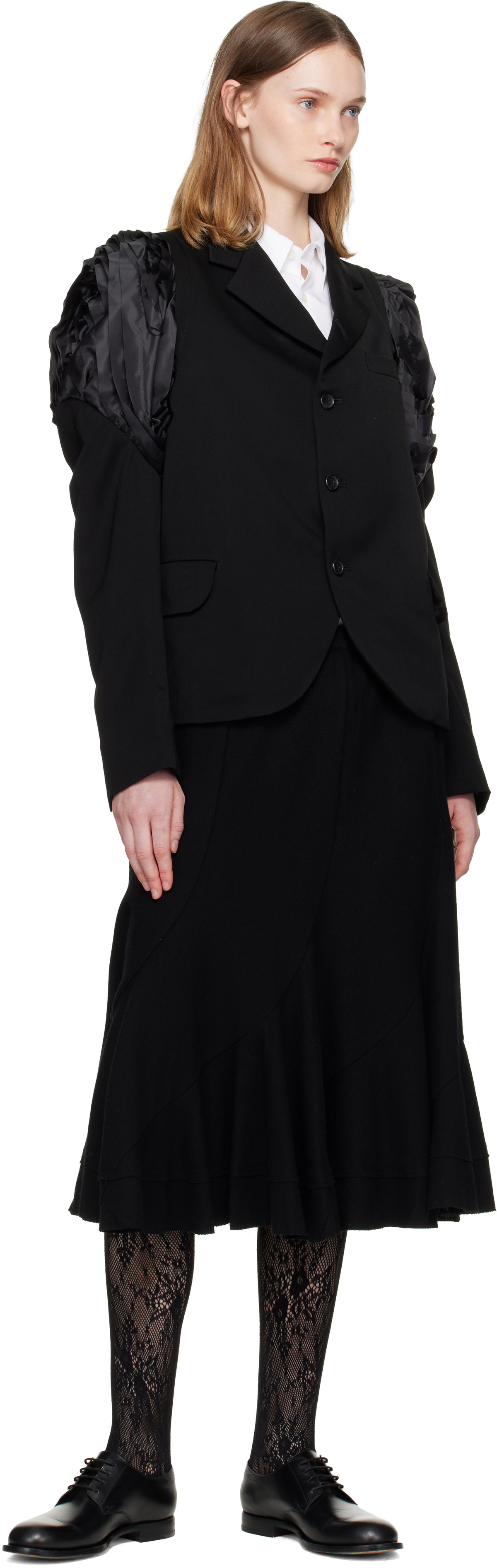 Comme des Garçons Comme des Garçons Black Ruched Shoulder Blazer