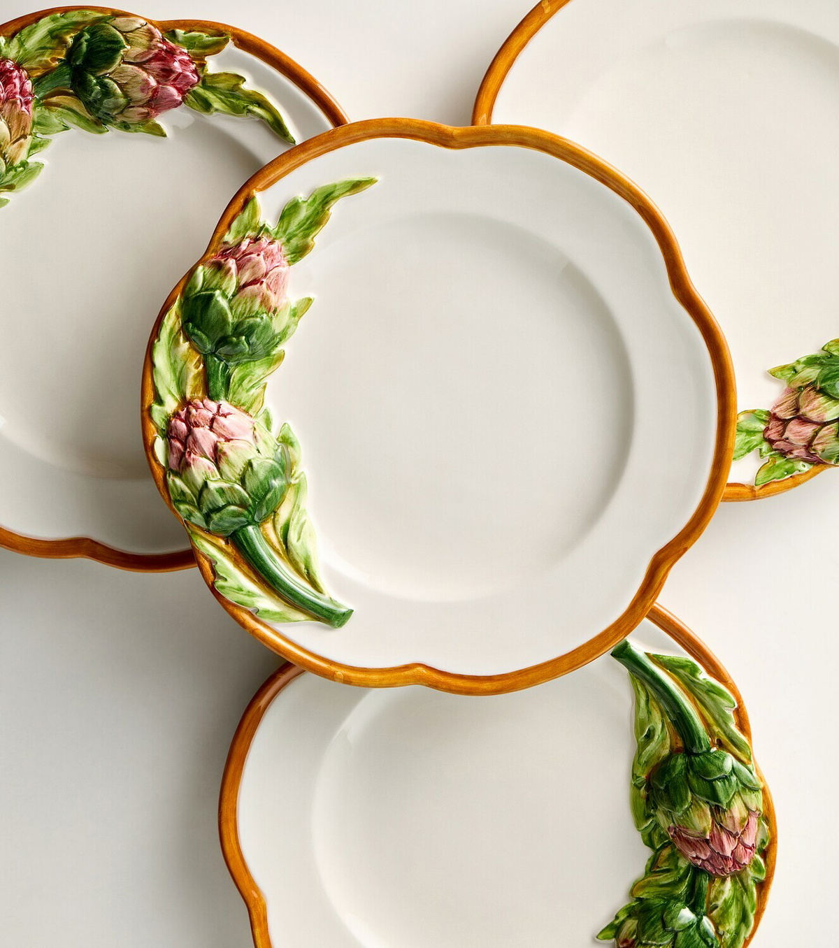 Les-Ottomans Artichoke set of 4 ceramic appetizer plates