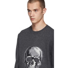 Alexander McQueen Black Wool and Mohair Skull Sweater