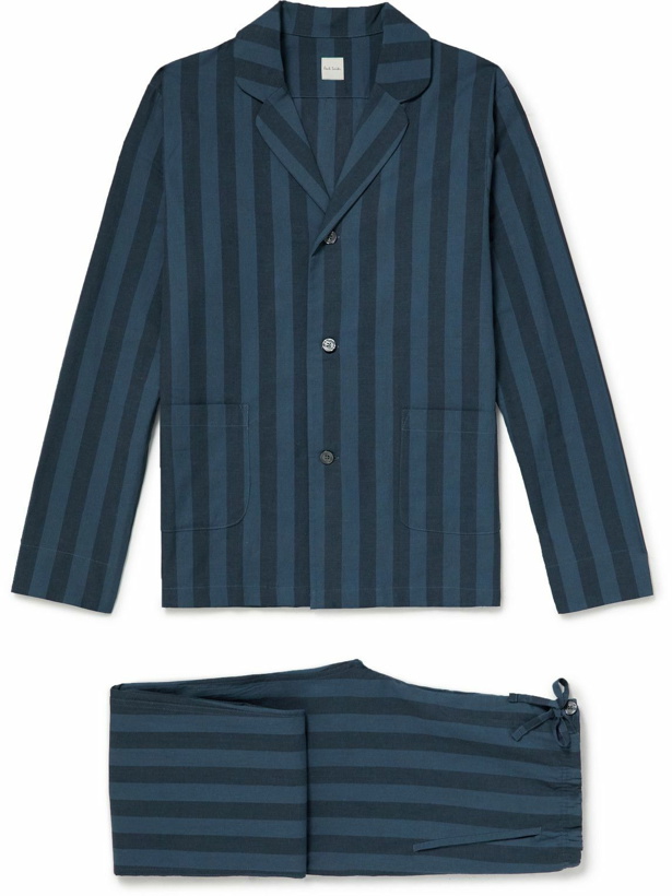 Photo: Paul Smith - Striped Cotton and Linen-Blend Pyjama Set - Blue