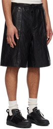 COOR Black Ramskin Crease Leather Bermuda Shorts