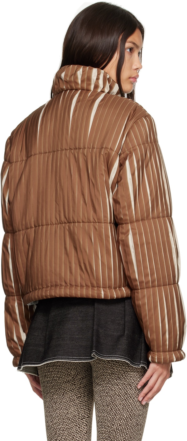 Anne Isabella Brown Pleated Puffer Jacket