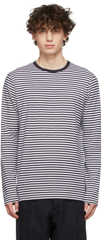 Photo: Sunspel Navy & White Striped Long Sleeve T-Shirt