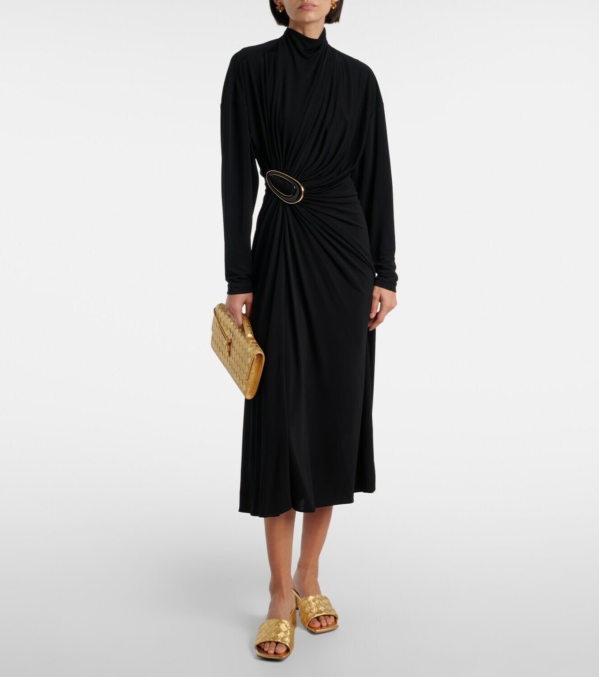 Bottega Veneta Gathered crêpe jersey midi dress