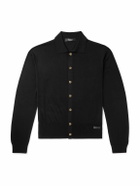 Versace - Logo-Appliquéd Silk and Cotton-Blend Cardigan - Black