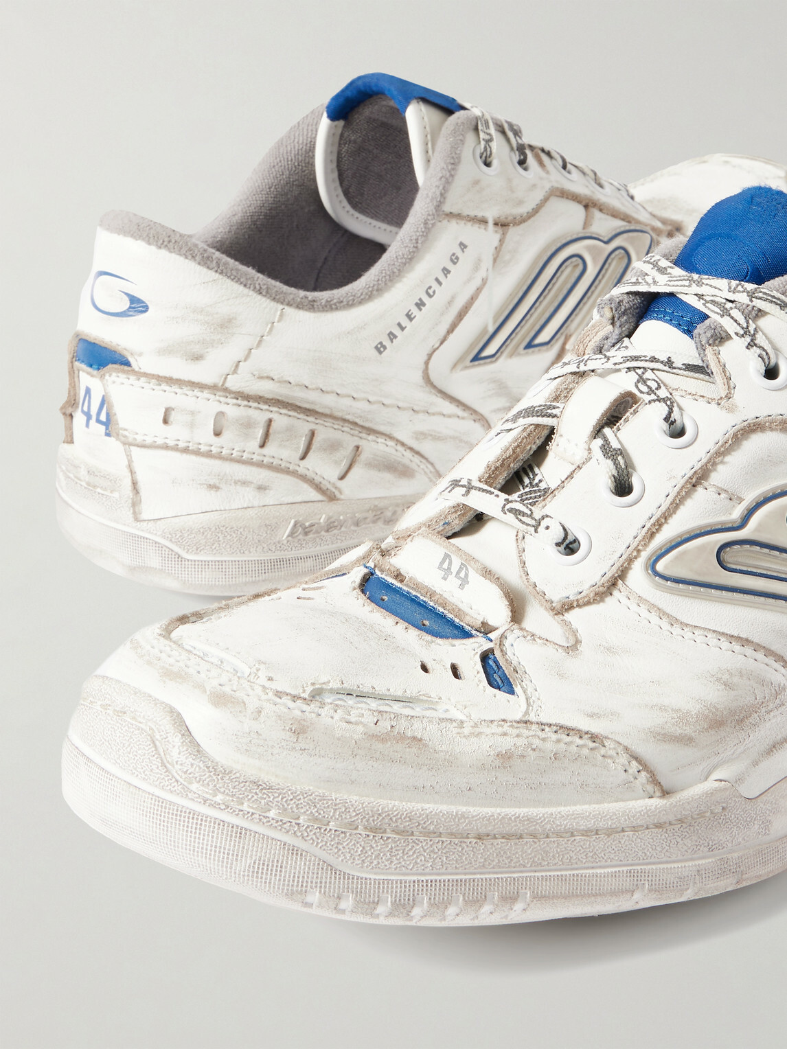 Balenciaga - Hamptons Logo-Appliquéd Distressed Leather Sneakers - White