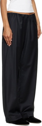 ssstein Black Wool Silk Drawstring Easy Trousers