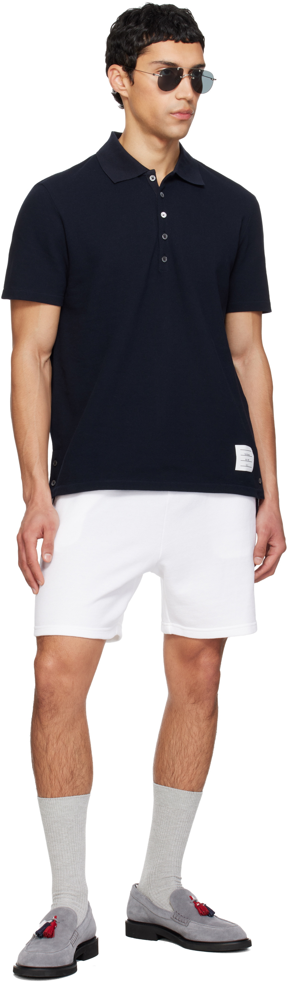 Thom Browne White Pique Loopback Sweat Shorts