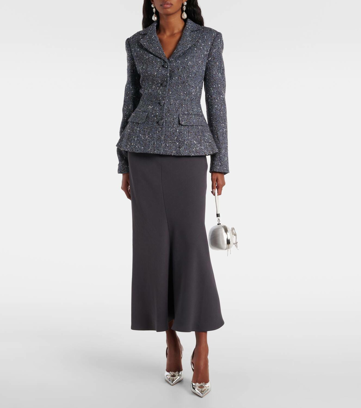 Self-Portrait エレガント Boucle Crepe ミディドレス Self-Portrait エレガント Boucle Crepe ミディドレス