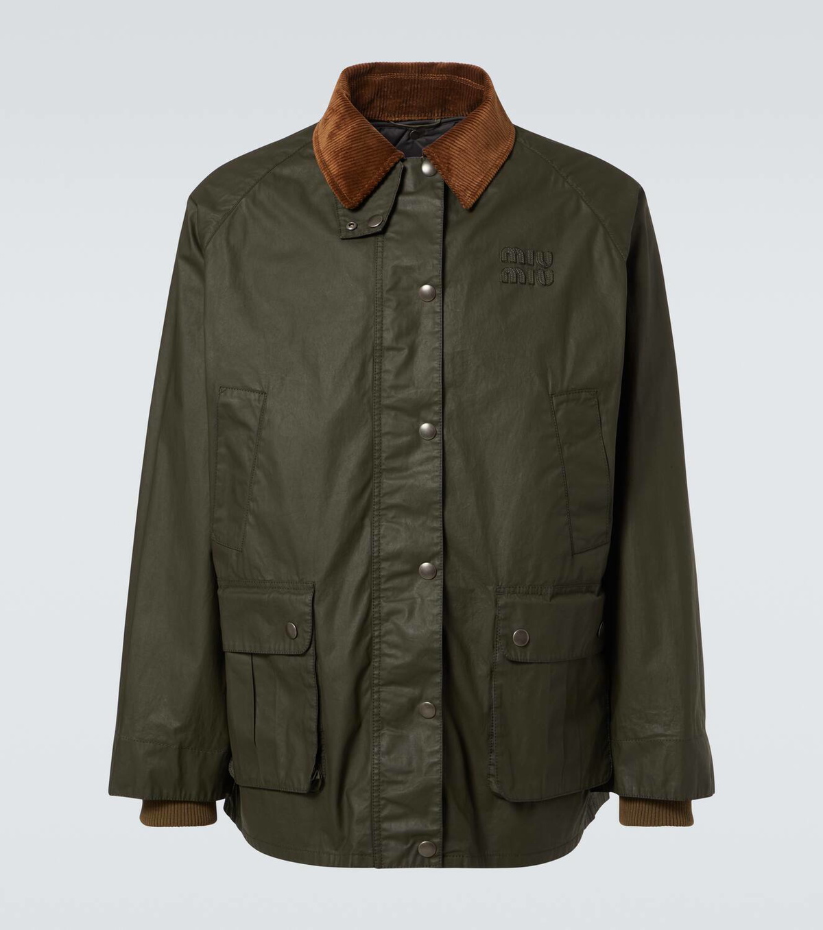 Miu Miu Corduroy-trimmed poplin field jacket Miu Miu