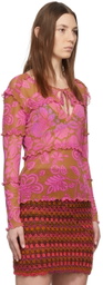 Anna Sui Pink Paradisiac Combo Mesh T-Shirt