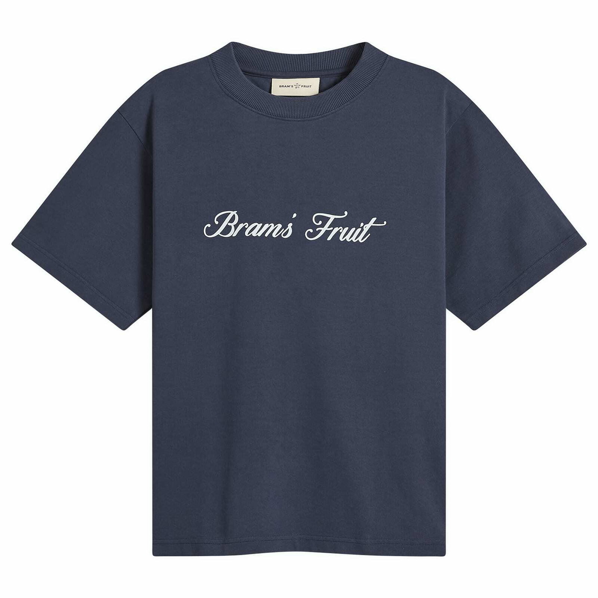 Bram's Fruit Men's Script Logo T-Shirt in Navy