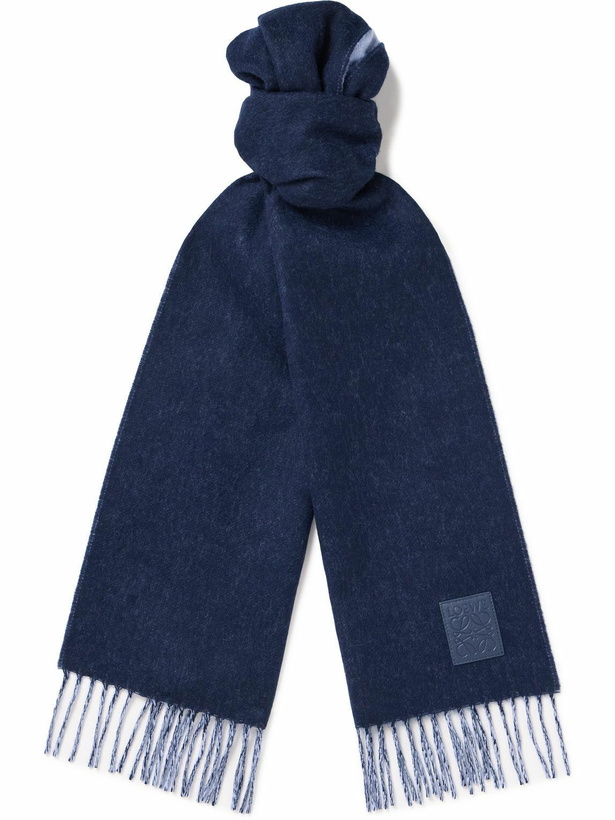 Photo: LOEWE - Logo-Appliquéd Fringed Wool and Cashmere-Blend Scarf