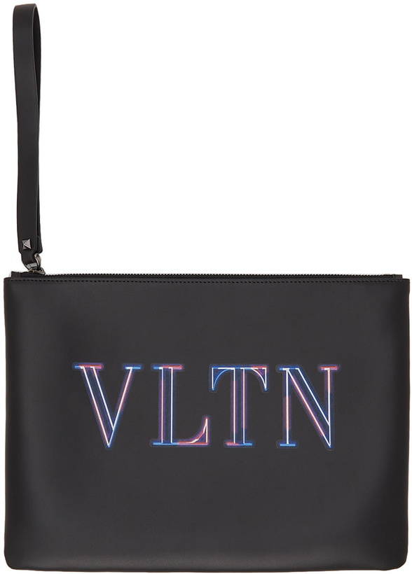 Photo: Valentino Garavani Black Large VLTN Handle Pouch