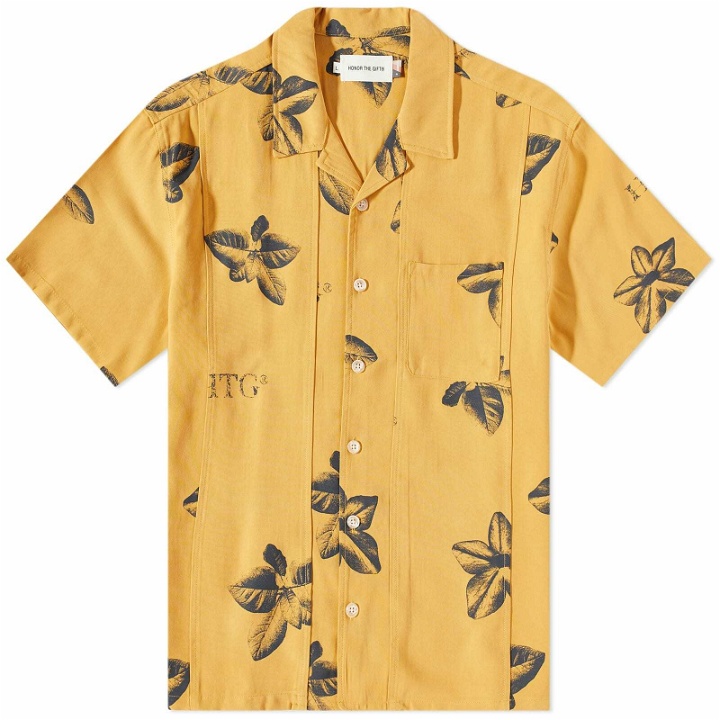 Photo: Honor the Gift Men's Floral Tobacco Vacation Shirt in Mustard