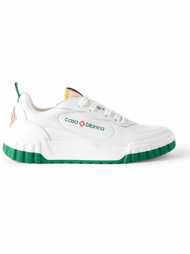 Photo: Casablanca - Court Logo-Appliquéd Leather Sneakers - White