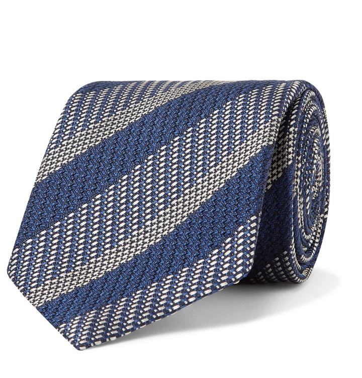 Photo: BRIONI - 8cm Striped Silk-Jacquard Tie - Blue
