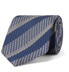 BRIONI - 8cm Striped Silk-Jacquard Tie - Blue