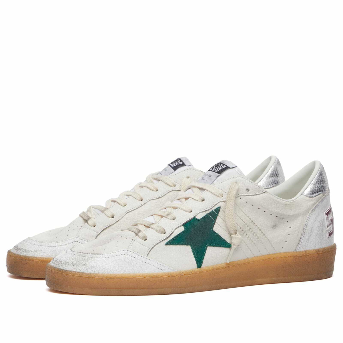 スニーカー GOLDEN  WHITE AND GREEN LEATHER BALL STAR SNEAKERS Golden Goose Men's Ball Star Leather Sneaker in White/Green