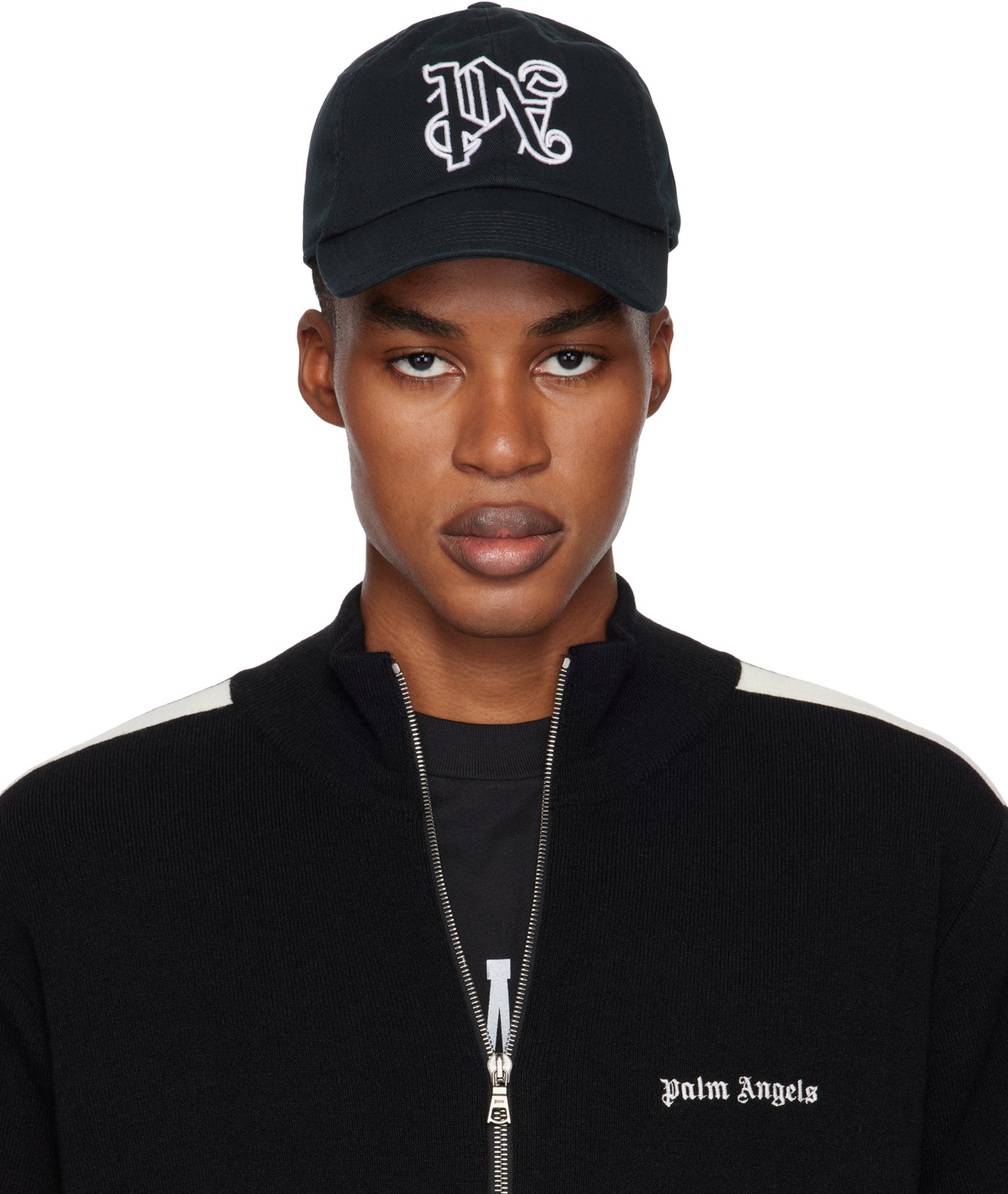 Palm Angels Black Monogram Cap Palm Angels