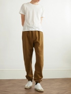 SAINT LAURENT - Tapered Logo-Embroidered Cotton-Jersey Sweatpants - Brown