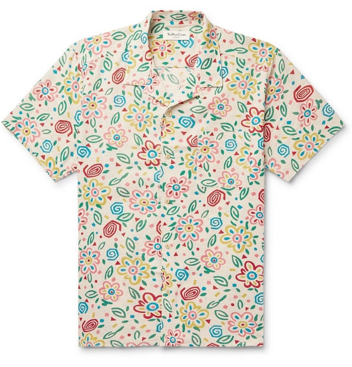 Photo: YMC - Camp-Collar Floral-Print Cotton-Mesh Shirt - Beige