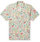 YMC - Camp-Collar Floral-Print Cotton-Mesh Shirt - Beige