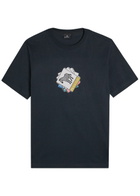 PS Paul Smith Zebra Printed Cotton T-shirt Navy
