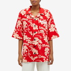 Marine Serre Women's Jersey Jacquard Towels Bowling Shirt in Red