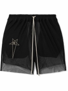Rick Owens - Champion Dolphin Straight-Leg Logo-Embroidered Mesh Shorts - Black
