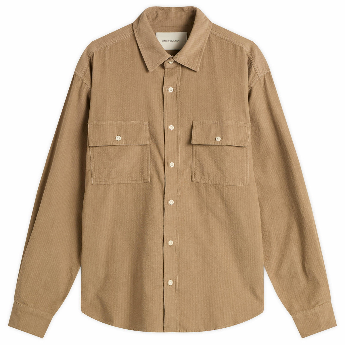 Café Mountain Men's Double Pocket Seersucker Cord Heritage Shirt in Oat