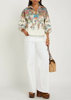 Etro Printed Balloon-sleeve Cotton-poplin top Multicoloured