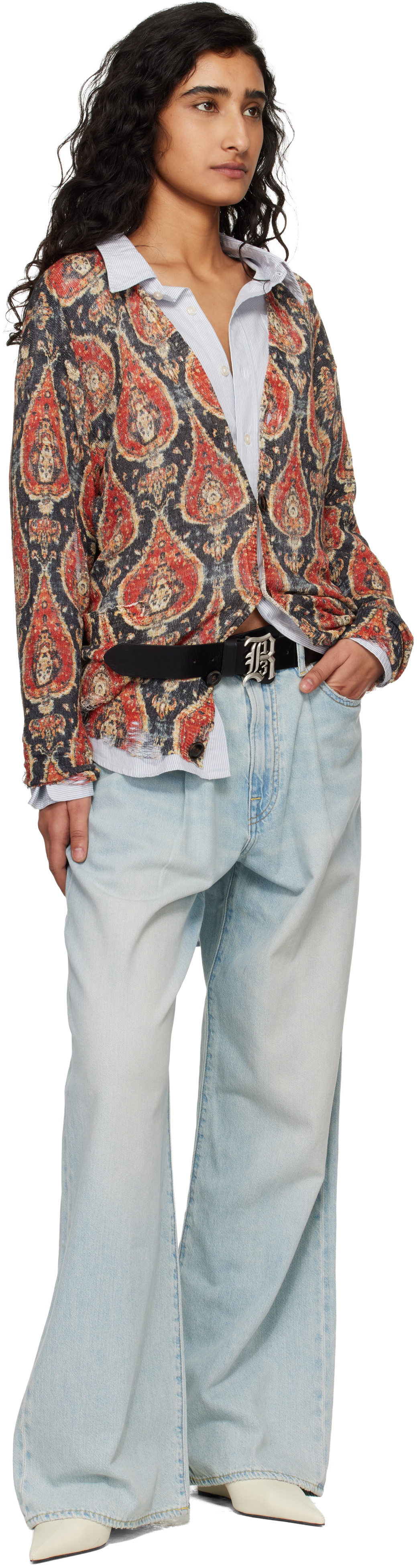 R13 Black Logo Buckle Belt