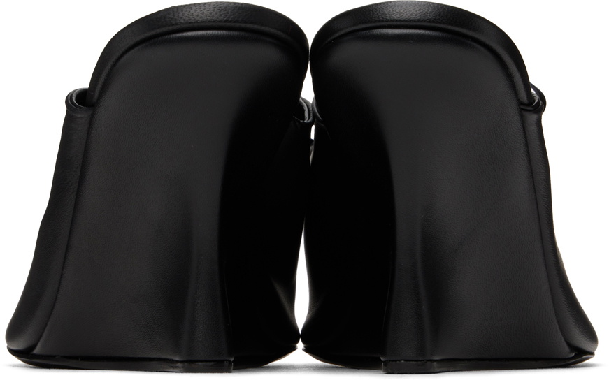 MARIE ADAM-LEENAERDT Black Bow Heeled Slipper Mules