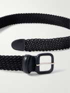 Charvet - Leather-Trimmed Woven Cord Belt - Blue