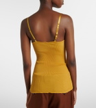 Saint Laurent Lace-trimmed ribbed-knit silk tank top