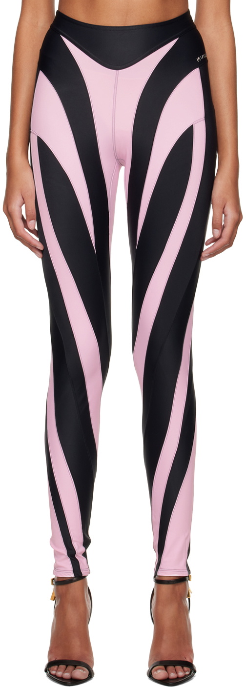 【関税込み】Mugler バーガンディ Spiral レギンス Spiral Leggings Red And Snow | The Webster