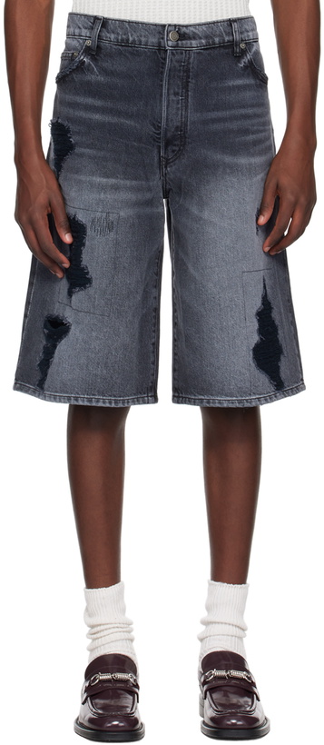 Photo: COÛT DE LA LIBERTÉ Gray Zander Denim Shorts