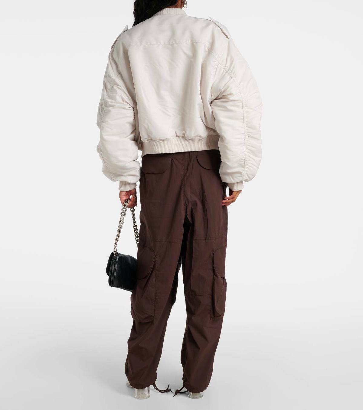 Entire Studios Cropped cotton bomber jacket