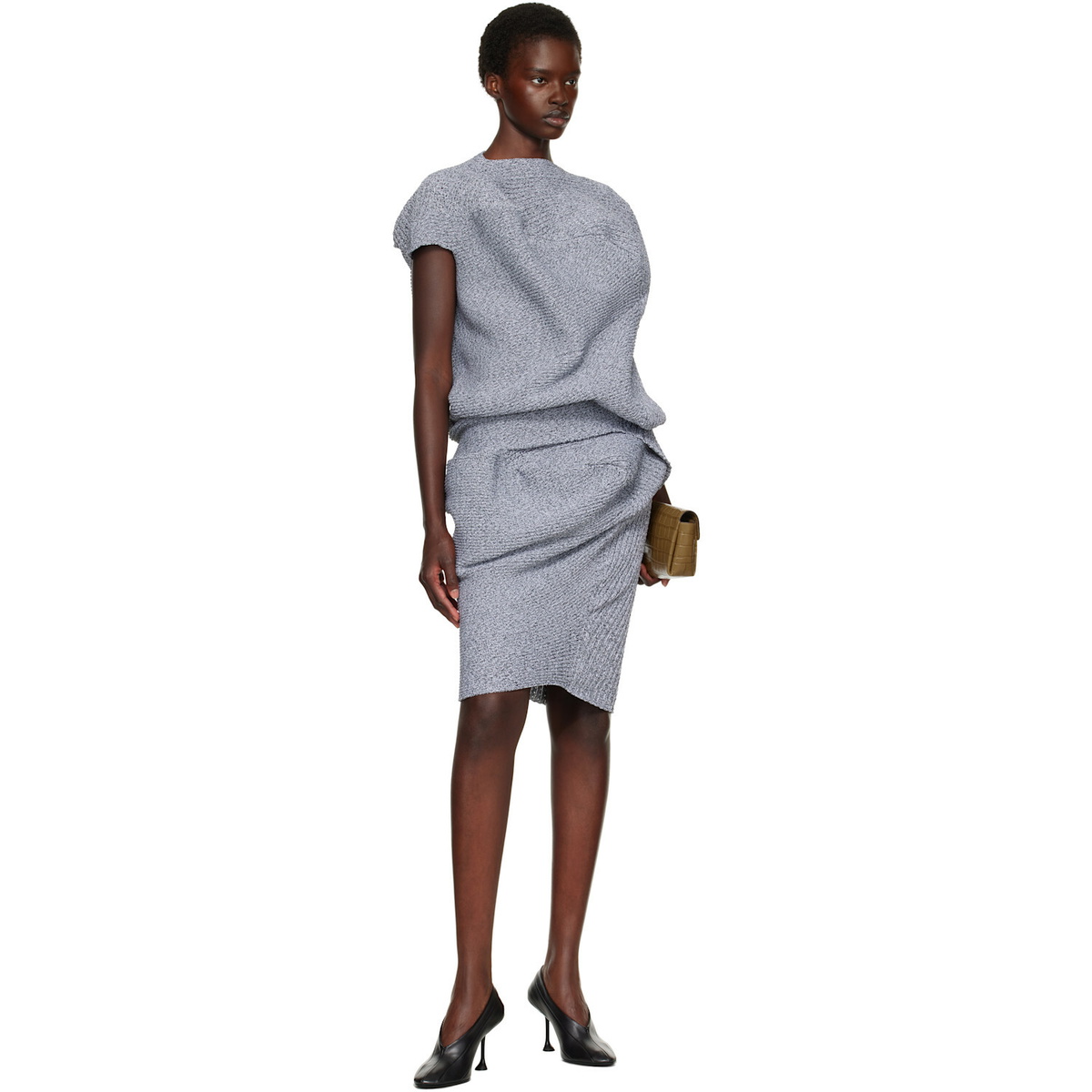 ISSEY MIYAKE Gray Found Stone Midi Skirt