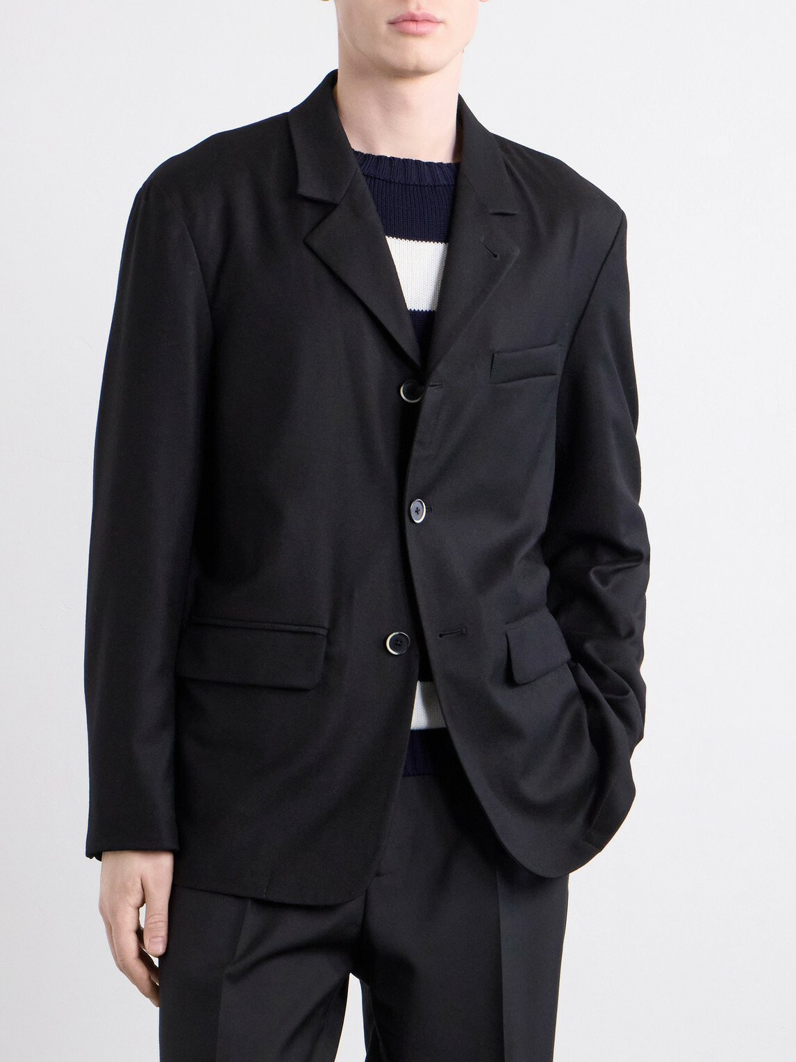 Barena - Twill Wool-Blend Blazer - Black