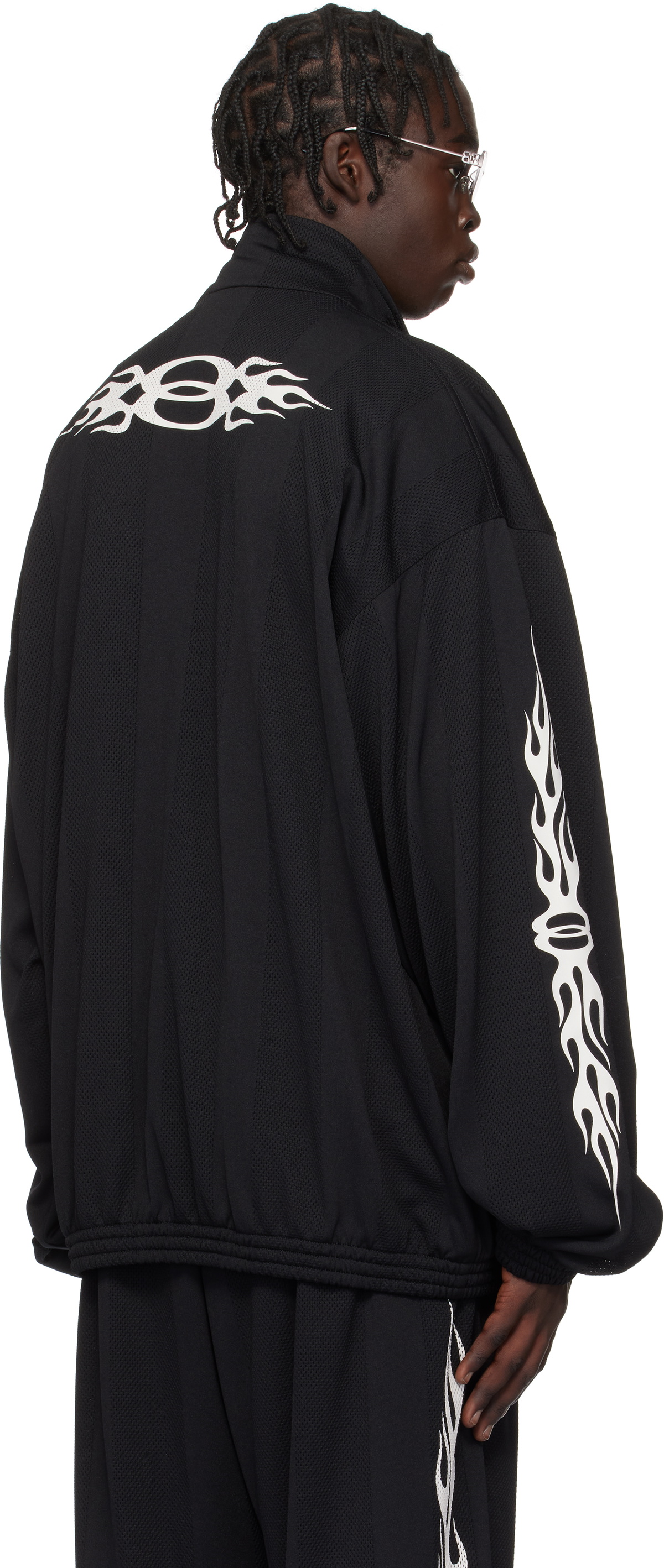 balenciaga ブラック ストライプ ジャージ Balenciaga Black Striped Mesh Track Jacket Balenciaga