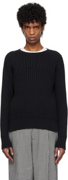Marni Black Cable Logo Crewneck Sweater