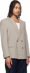 Hugo Taupe Double-Breasted Blazer