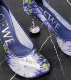 Loewe Toy 90 floral sequined mesh pumps