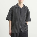 Willy Chavarria Men's Camp Collar Pinstripe Shirt in Black/White Stripe