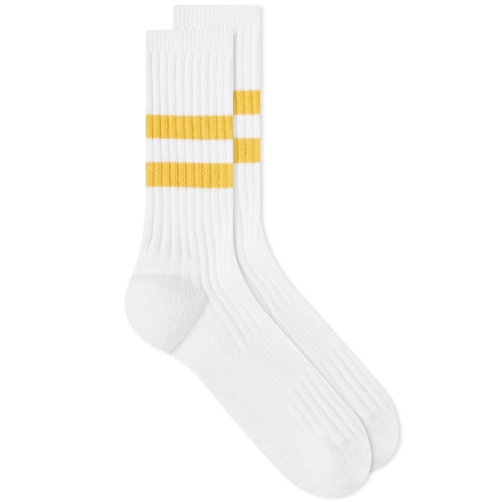 Photo: Norse Projects Men's Bjarki Cotton Sport Sock in Light Yellow