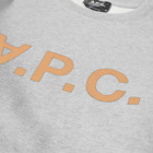 A.P.C. Men's VPC Colour Logo Crew Sweat in Ecru Marl/Orange